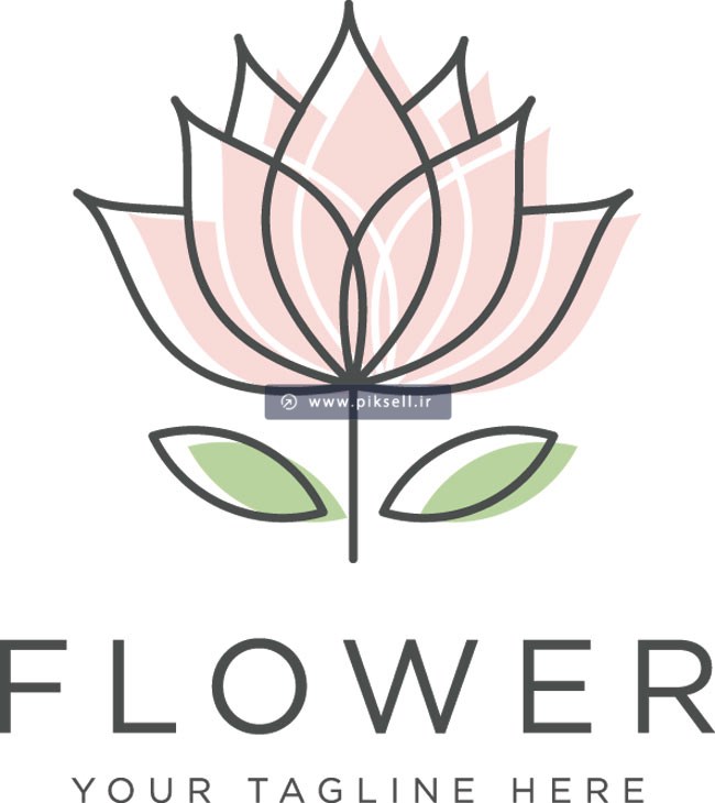طرح وکتور لایه باز لوگوی گل یا Flower خطی با فرمتهای eps و ai