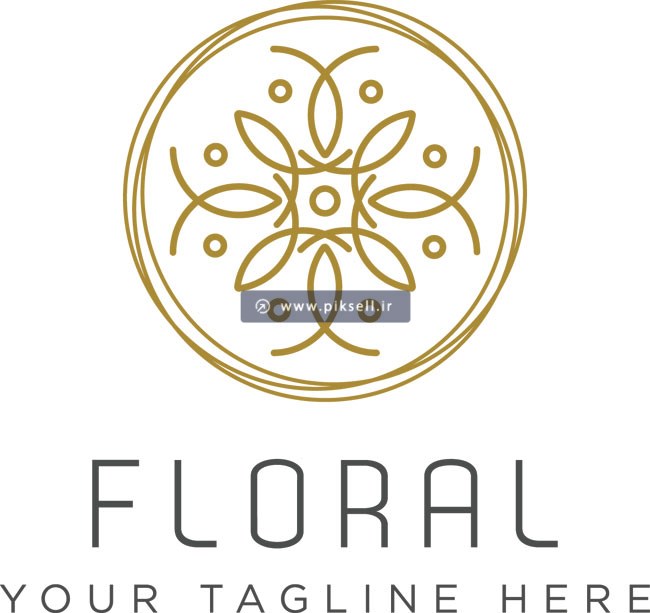 فایل وکتور لایه باز لوگوی خطی دایره ای Floral با فرمتهای eps و ai