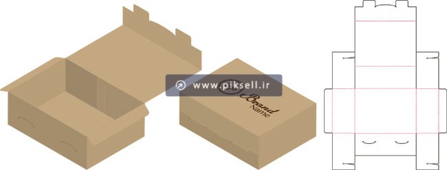 دانلود وکتور لایه باز طرح قالب دایکات و برش جعبه درب دار با فرمتهای eps و ai