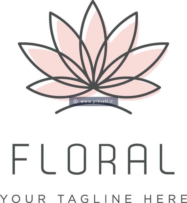 طرح وکتور لایه باز لوگوی گل نیلوفر یا Floral Logo