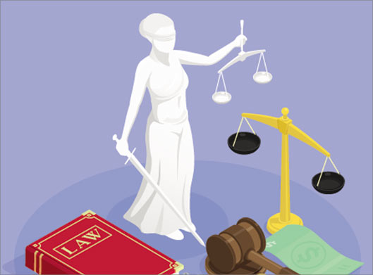 فایل لایه باز وکتور طرح ایزومتریک با موضوع دادگستری ، دادگاه و عدالت
