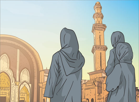 دانلود وکتور لایه باز طرح کارتونی و گرافیکی مناسک حج ، منا و مکه
