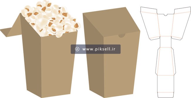 طرح لایه باز قالب برش و دایکات لیوان مقوایی پاپ کورن