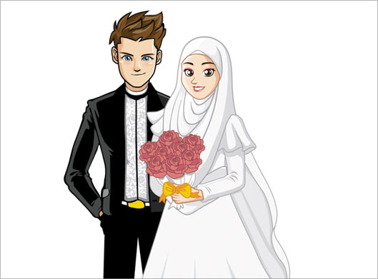 دانلود وکتور لایه باز فایل کاراکتر کارتونی و گرافیکی عروس و داماد