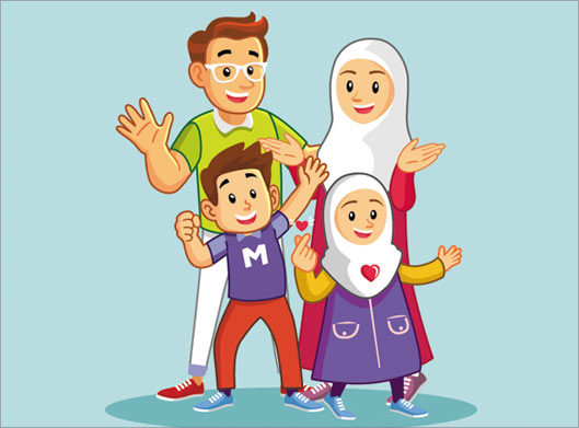 دانلود طرح لایه باز وکتور گرافیکی خانواده مسلمان و با حجاب