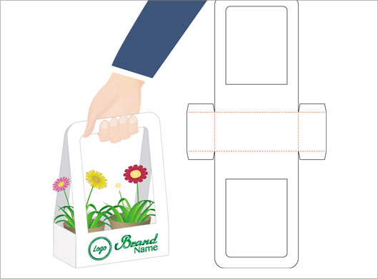 وکتور لایه باز طرح قالب برش و دایکات سبد نگهدارنده گل و گیاه