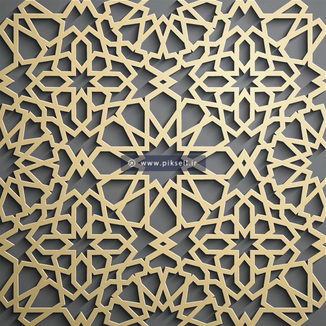 طرح وکتور پس زمینه تذهیبی اسلامی با نقوش گره چینی