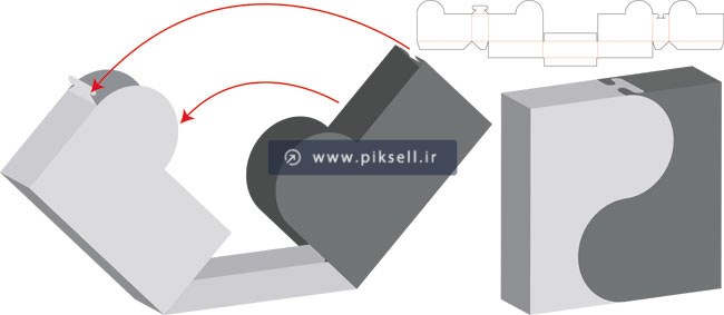 وکتور لایه باز طرح قالب برش و دایکات جعبه دو تکه با فرمتهای eps و ai