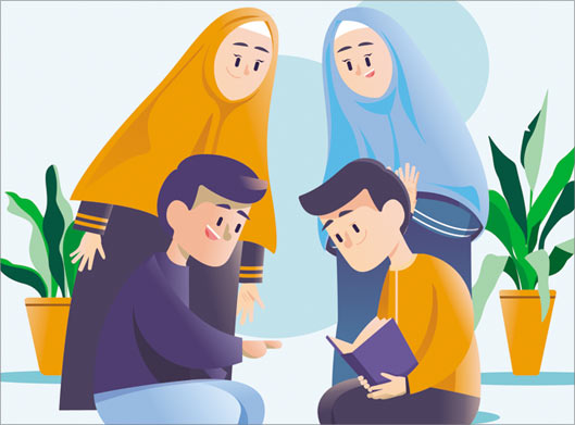 فایل لایه باز وکتور بکگراند با طرح مادران مسلمان و پسرهای دانش آموز