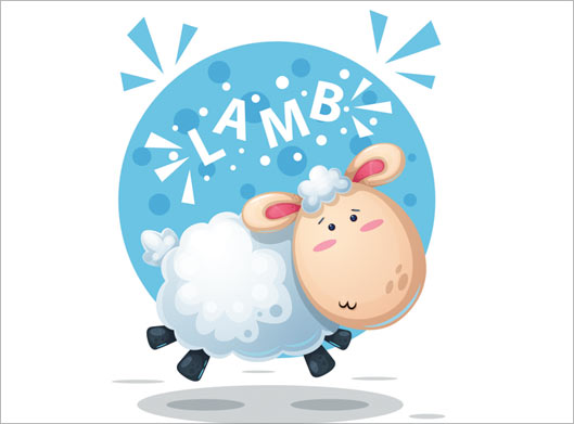 طرح وکتور لایه باز پس زمینه کارتونی گوسفند و lamb