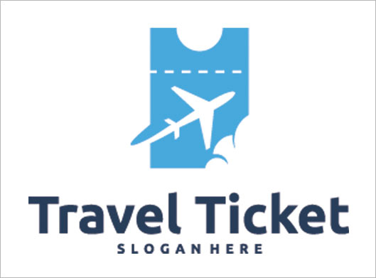 طرح وکتور لایه باز لوگوی بلیط سفر هوایی یا Travel Ticket