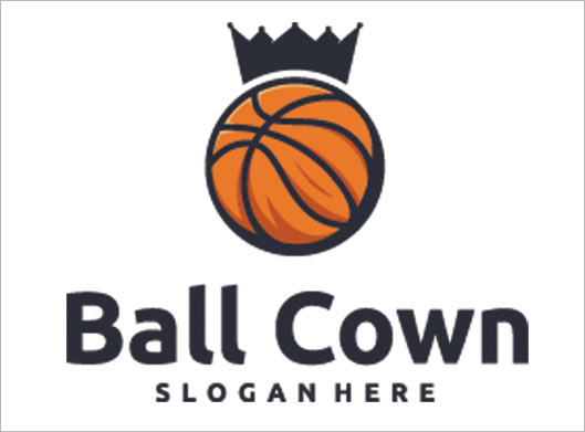 وکتور لایه باز لوگوی توپ بسکتبال و تاج پادشاهی یا Ball Cown