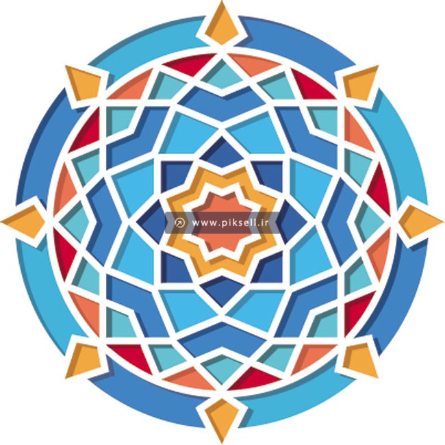 طرح لایه باز المان تذهیبی سنتی مدور و شمسه اسلامی