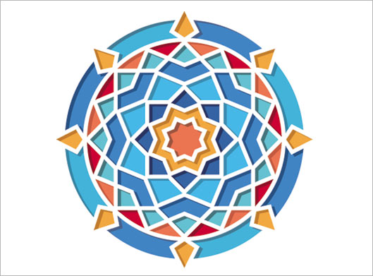 طرح لایه باز المان تذهیبی سنتی مدور و شمسه اسلامی