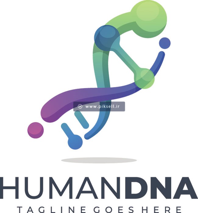 طرح وکتور لایه باز لوگوی DNA انسان یا HumanDna