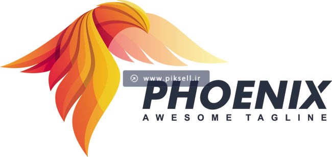 طرح وکتور لایه باز لوگوی ققنوس و پرنده افسانه یا phoenix logo