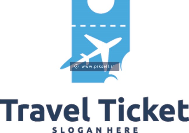طرح وکتور لایه باز لوگوی بلیط سفر هوایی یا Travel Ticket