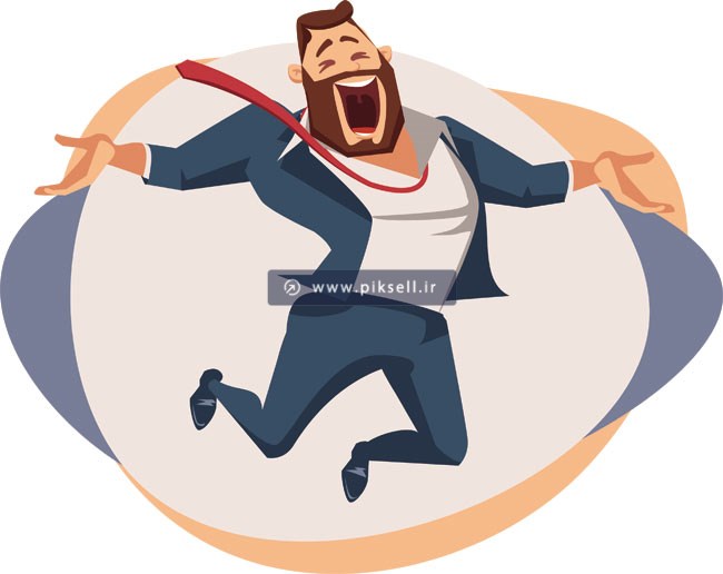 طرح وکتور لایه باز مرد شاد در حال پریدن در هوا