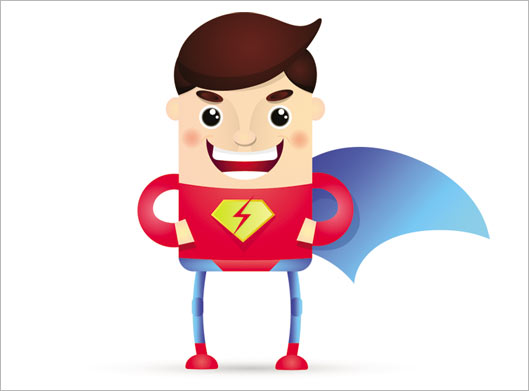 طرح وکتور لایه باز کاراکتر کارتونی ابرمرد و قهرمان یا hero man