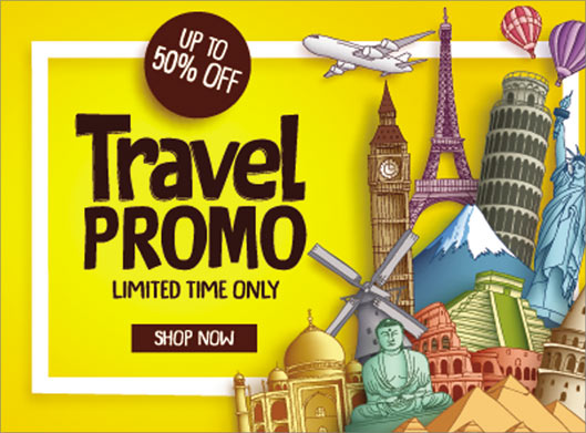 وکتور لایه باز بکگراند زرد با موضوع travel promo با فرمتهای eps و ai