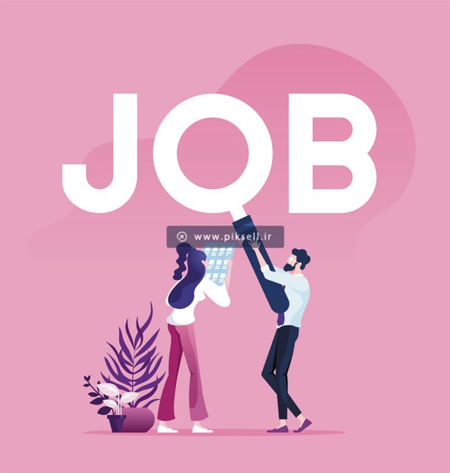 وکتور طرح گرافیکی ساده با موضوع جستجوی شغل و job
