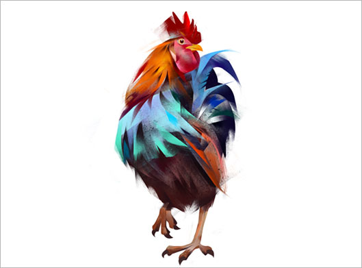 تصویر با کیفیت استوک از خروس رنگی نقاشی شده با فرمت jpg