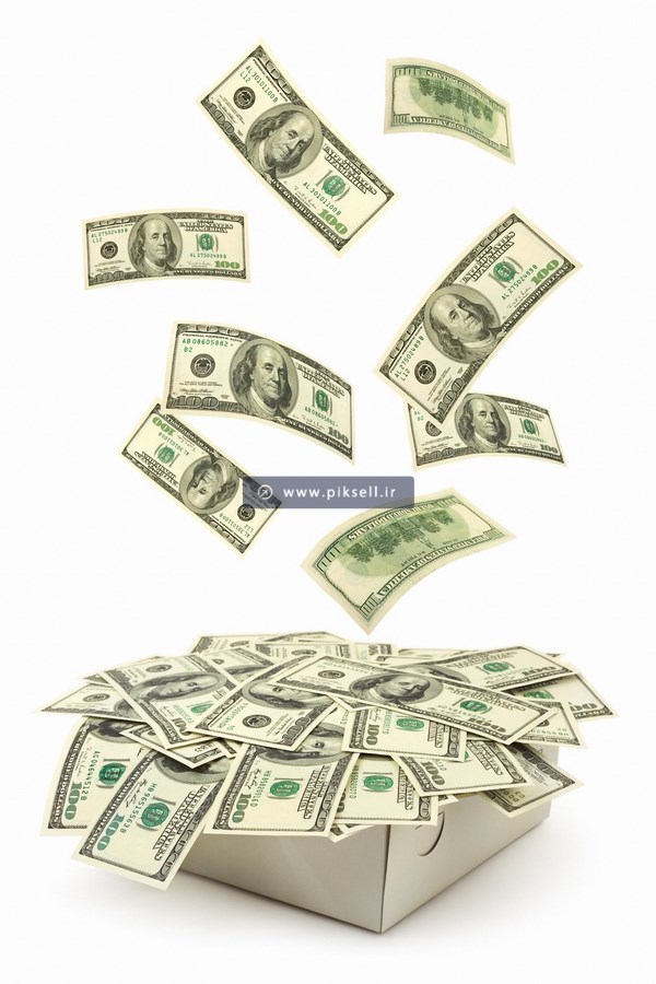 دانلود عکس با کیفیت از اسکناس های دلار روی کارتن مقوایی