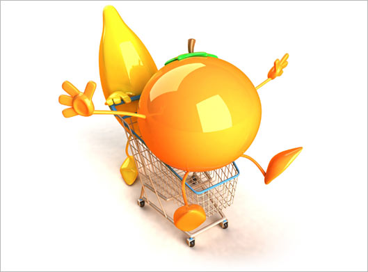 عکس با کیفیت از استیکر سه بعدی لیمو و پرتقال در حال خرید