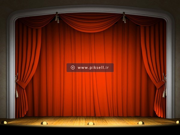 عکس با کیفیت از پس زمینه صحنه نمایش با پرده قرمز