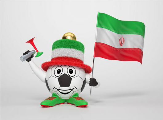 عکس با کیفیت از توپ خندان با پرچم ایران