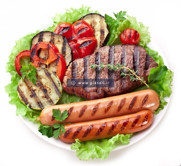 عکس با کیفیت از هات داگ و استیک گریل شده