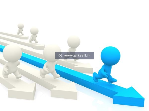 عکس با کیفیت از دویدن آدمک های سفید و آدمک آبی اول