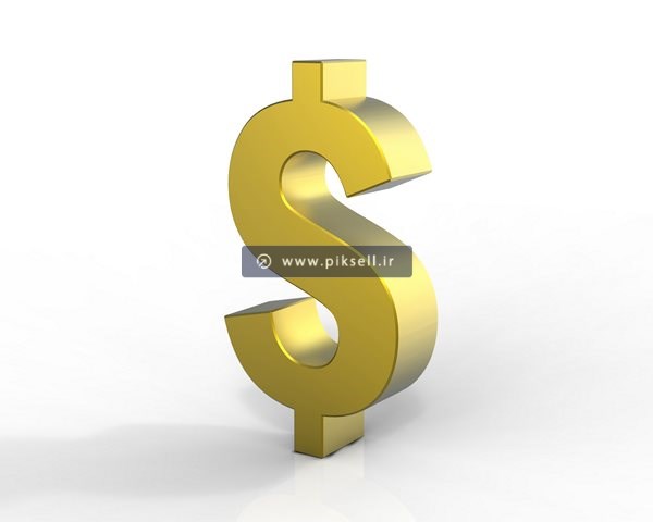 عکس با کیفیت از نماد سه بعدی علامت دلار