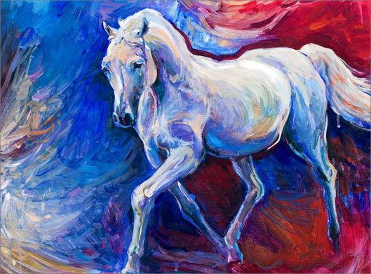 عکس با کیفیت از نقاشی اسب سفید