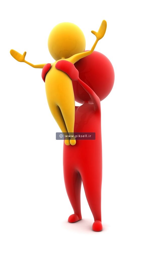عکس با کیفیت از استیکر سه بعدی دو آدمک قرمز و زرد
