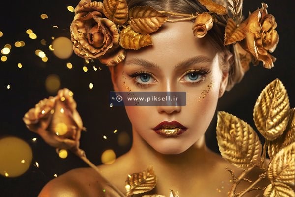 عکس با کیفیت از الهه با تاج گل طلایی