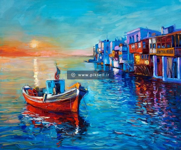 عکس با کیفیت از نقاشی شهر روی آب