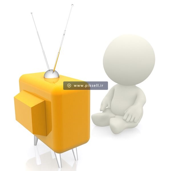 عکس با کیفیت از کودک سه بعدی و تماشای تلویزیون