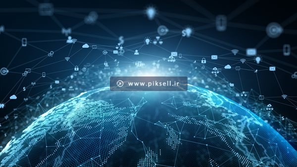 عکس با کیفیت از پس زمینه نیم کره زمین و بیت های نورانی