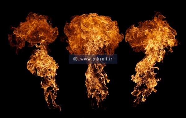عکس با کیفیت از شعله های آتش با پس زمینه مشکی