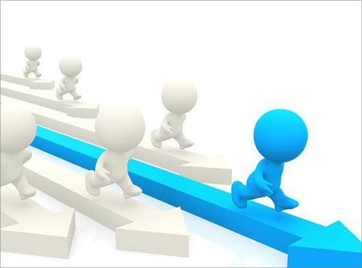 عکس با کیفیت از دویدن آدمک های سفید و آدمک آبی اول