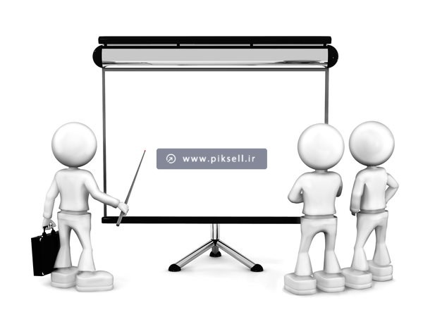 عکس با کیفیت از کاراکتر سه بعدی آدمک ها و تابلوی بدون متن