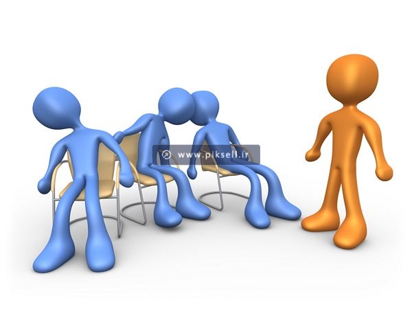 عکس با کیفیت از آدمک های نشسته آبی و آدمک طلایی