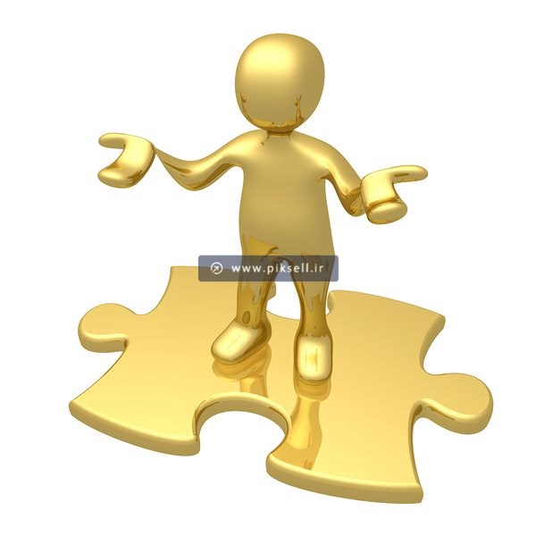 عکس با کیفیت از آدمک و تکه پازل طلایی