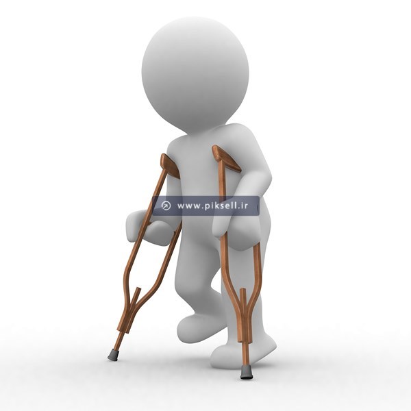 عکس با کیفیت از طرح آدمک سه بعدی سفید با پای شکسته