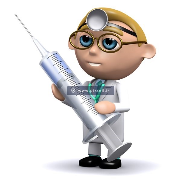 عکس با کیفیت از کاراکتر کارتونی و سه بعدی دکتر و آمپول