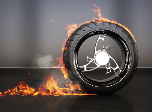 عکس با کیفیت از لاستیک و آتش