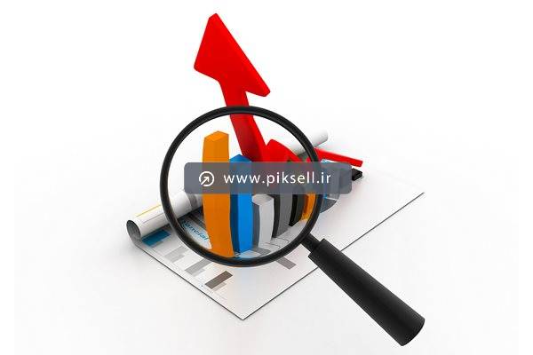 عکس با کیفیت از نمودار میله ای و فلش جهت نما و ذره بین