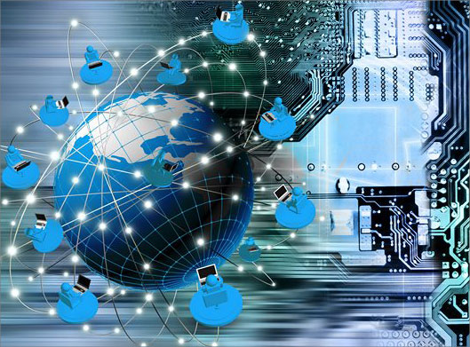 عکس با کیفیت از پس زمینه کره زمین و مدارهای کامپیوتری