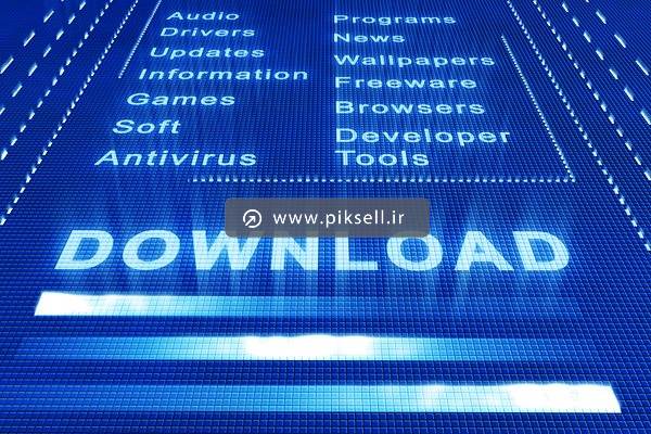 عکس با کیفیت از پس زمینه مانیتور نشان دهنده دانلودها